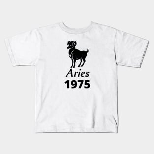 Black Aries Zodiac 1975 Kids T-Shirt